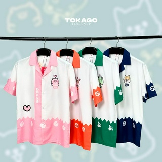Áo sơ mi Tokago đi biển tay lỡ cartoon hoạ tiết thú cưng dễ thương hoạt hình unisex nam nữ form rộng