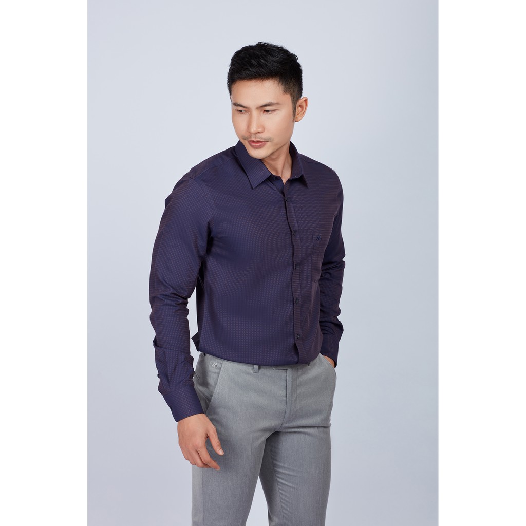 Áo sơ mi nam mattana Slim fit dài tay tím đậm MAM28200371711533