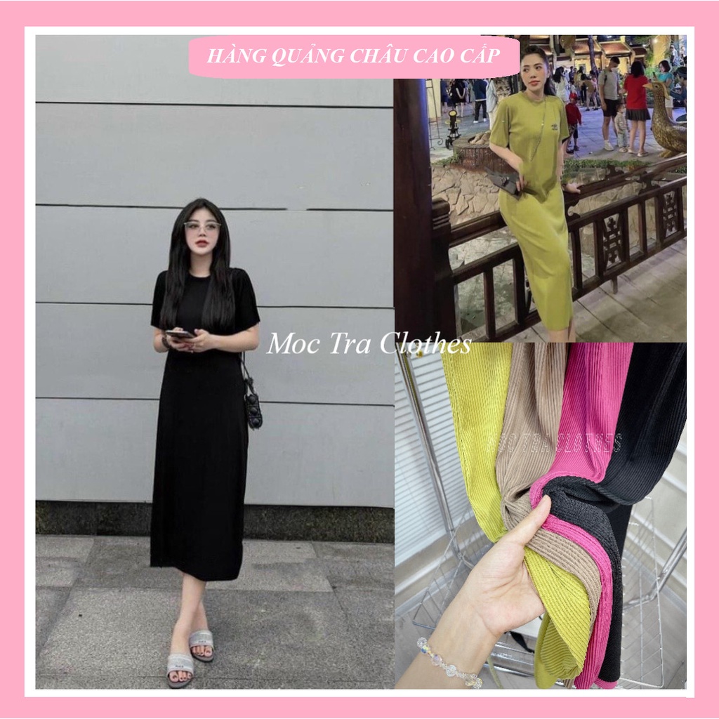 Váy maxi suông trơn nhiều màu Hàng Quảng Châu rẻ đẹp, Đầm nữ dự tiệc dáng xuông cổ tròn siêu xinh
