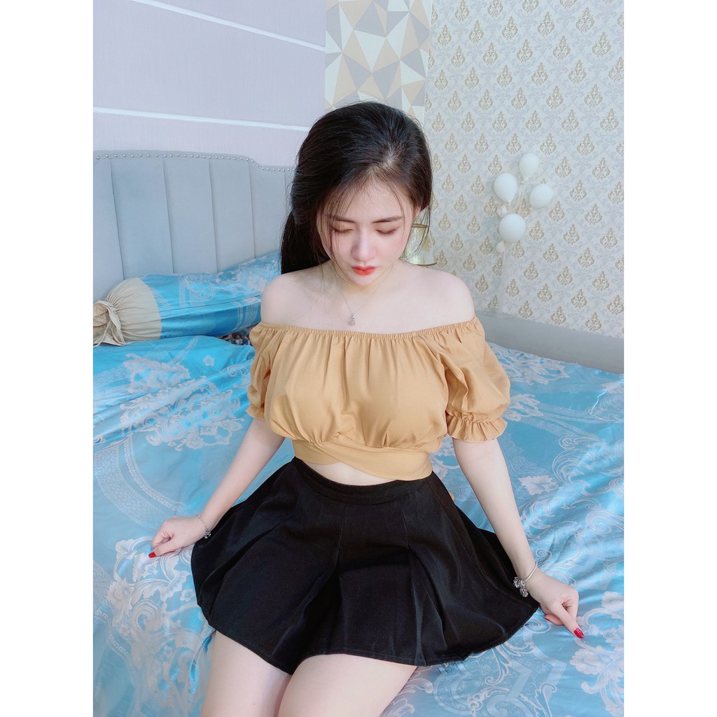Áo kiểu trễ vai cột nơ lưng cực xinh