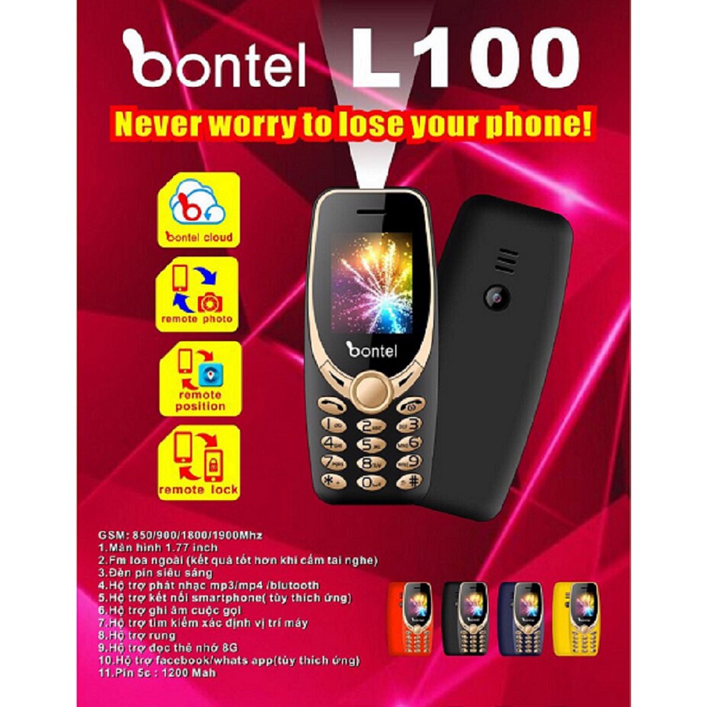 [Mã ELFLASH5 giảm 20K đơn 50K] [Freeship toàn quốc từ 50k] Điện Thoại Bontel L100 2sim ghi âm cuộc gọi | BigBuy360 - bigbuy360.vn