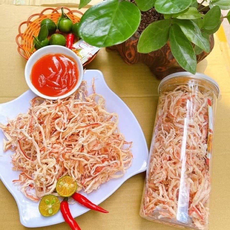 LOẠI 1 BAO ĂN KHÔNG NGON KHÁCH CỨ ĐÁNH GIÁ 1* MỰC XÉ SỢI HẤP NƯỚC DỪA LON PET 200gr