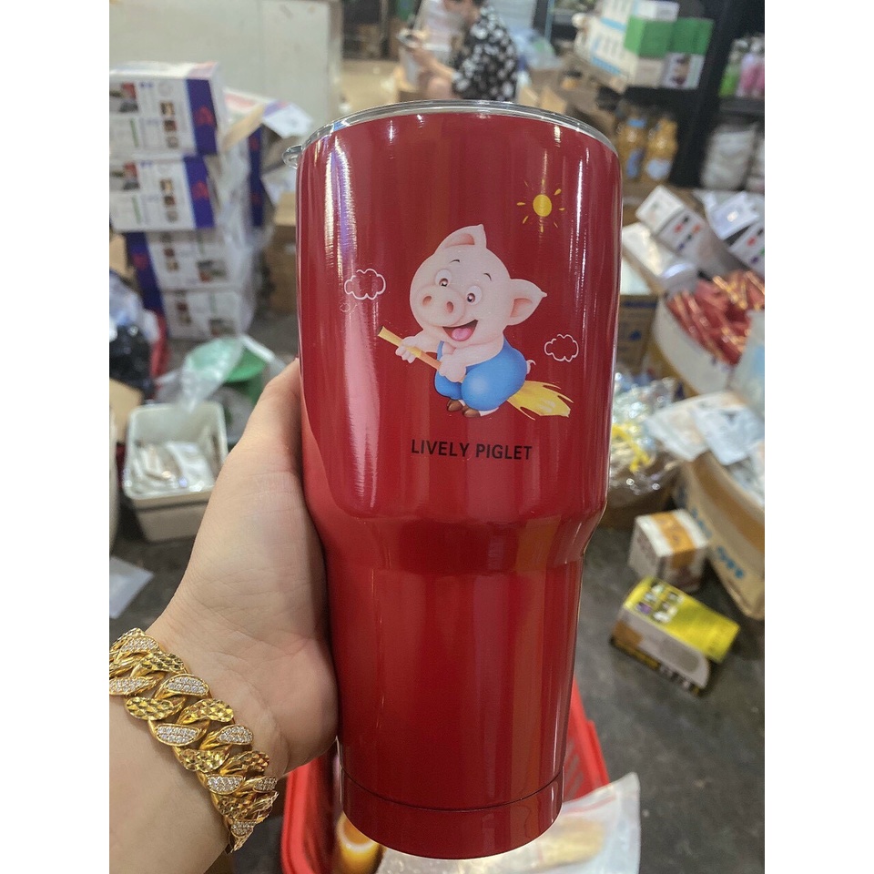 Ly giữ nhiệt 900ML inox 304 2 lớp, ly giữ nhiệt tặng kèm ống hút inox, cọ rửa và túi đựng