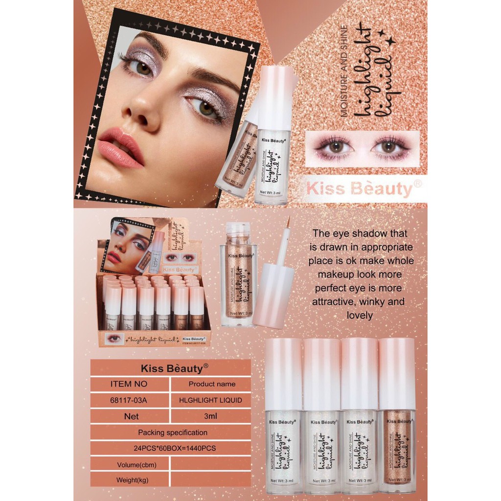 Nhũ mắt kim tuyến bắt sáng Kiss Beauty Highlight Liquid - M600