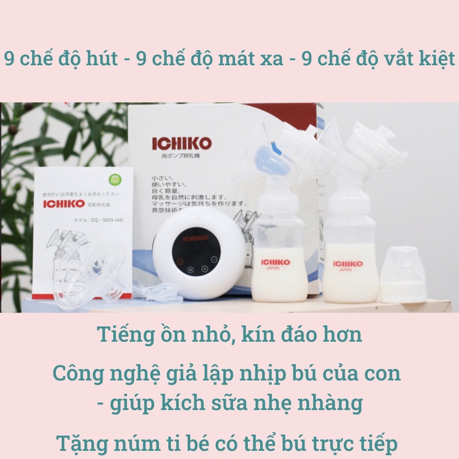 Máy Hút Sữa ICHIKO M05, Máy hút sữa đôi thương hiệu ICHIKO Nhật Bản, nhiều chức năng, hút êm khỏe