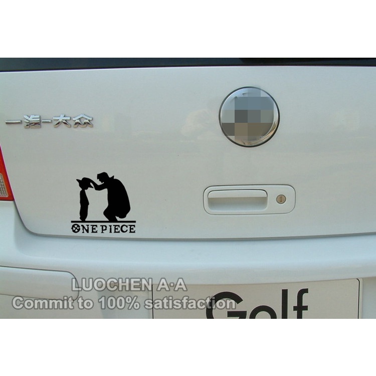 Miếng Dán Trang Trí Kính Chắn Gió / Thân Xe / Laptop / Xe Hơi Họa Tiết Hoạt Hình ONE PIECE Luffy Son Cha