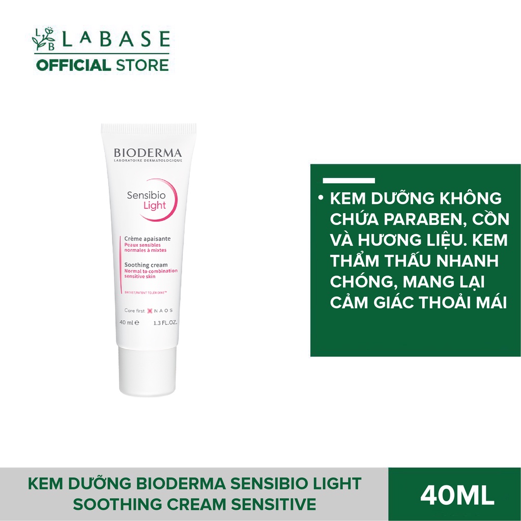 Kem dưỡng cho da nhạy cảm Bioderma Sensibio Light Soothing Cream Sensitive 40ml