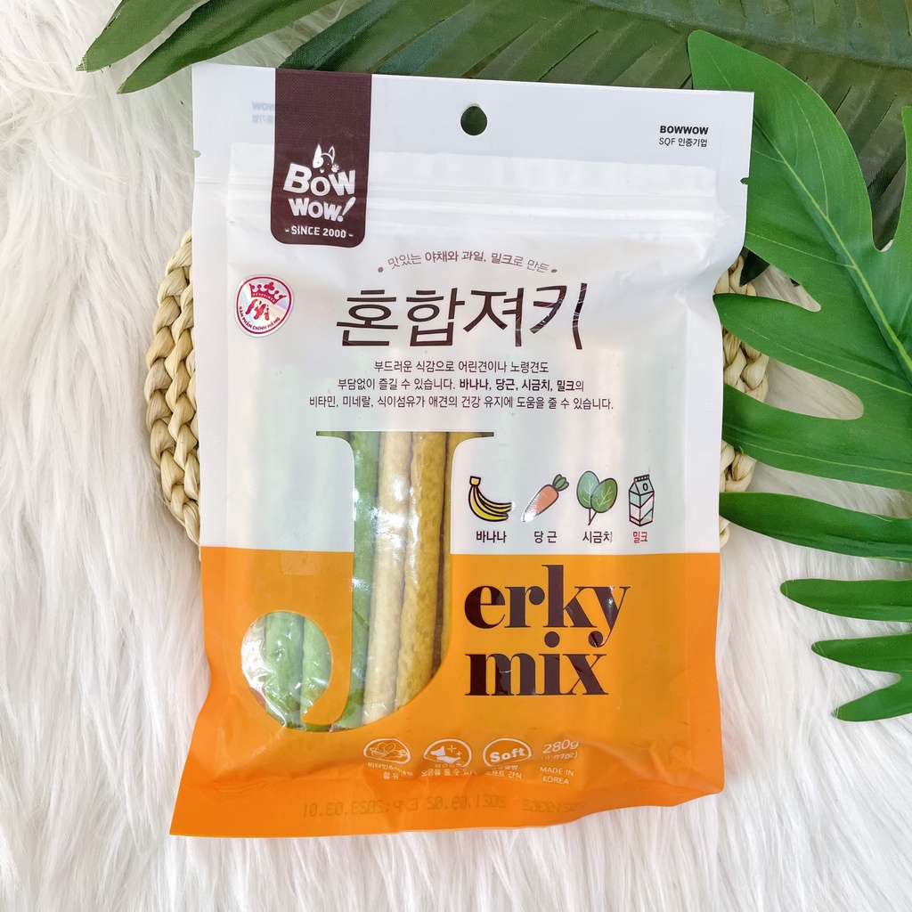 Snack Jerky Hỗn hợp cho chó mèo 280gr - Bowwow Hàn Quốc
