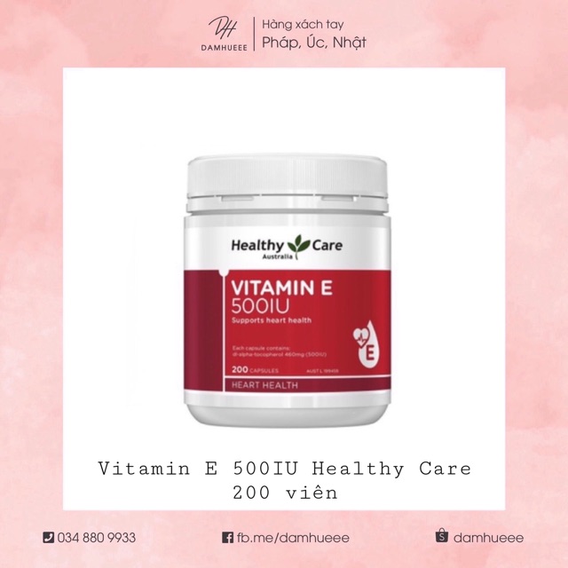 Vitamin E 500IU Healthy Care 200 viên