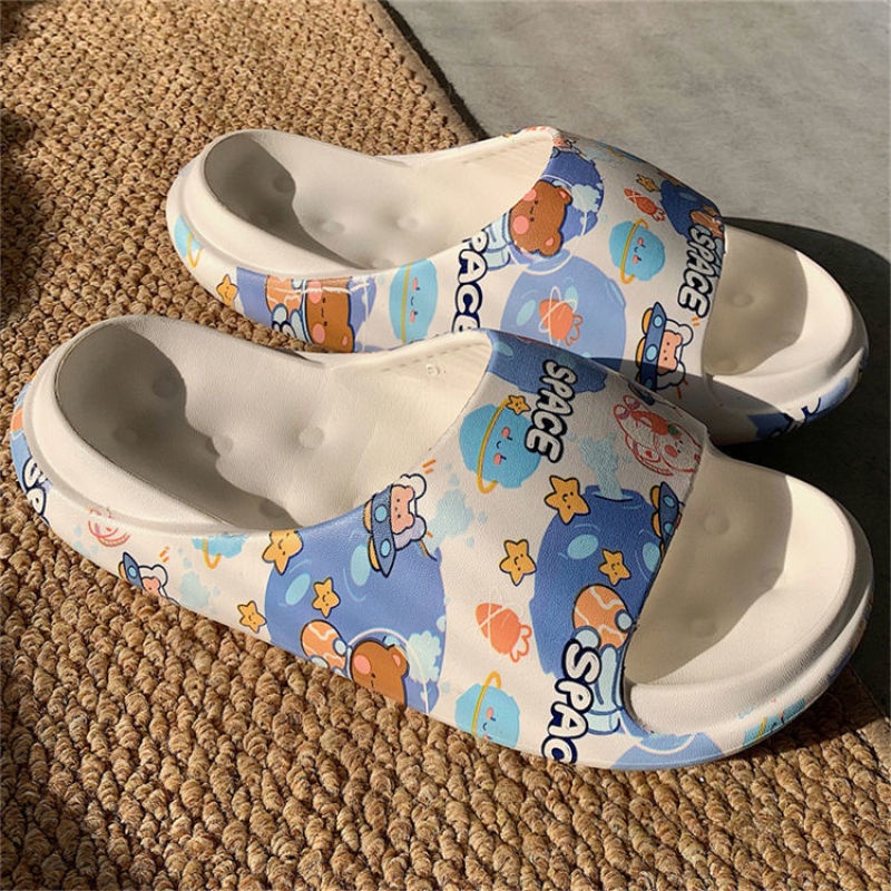 Oeggeo shop Dép Đi Trong Nhà Đế Dày In Họa Tiết Hoạt Hình Cho Nam Và Nữ