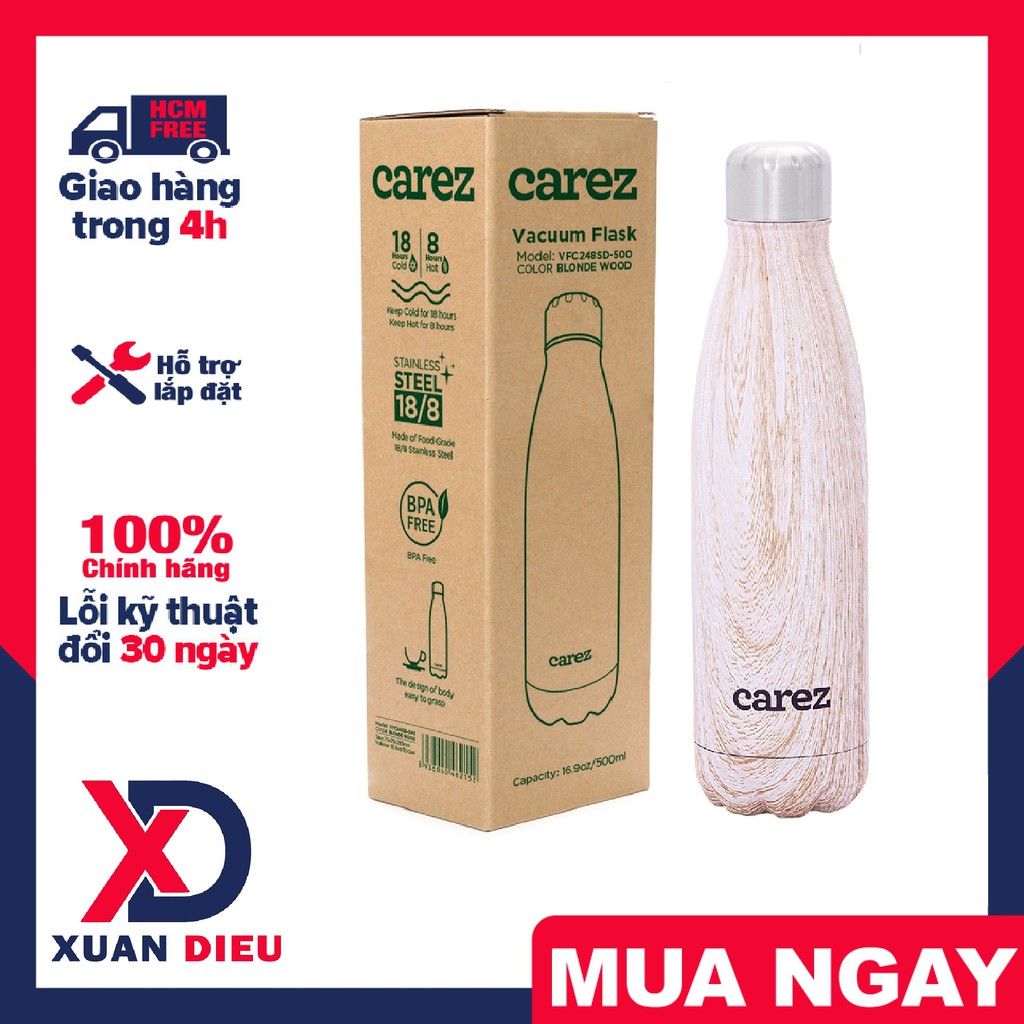 BÌNH GIỮ NHIỆT 500ml CAREZ VFC248SD-500 Thiết kế thân bình 2 lớp cách nhiệt cho hiệu quả giữ nhiệt vượt trội