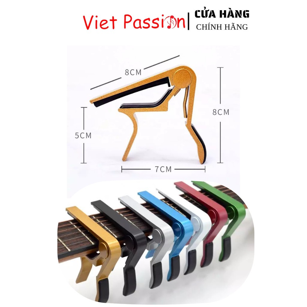 Kẹp capo guitar nhỏ classic acoustic kim loại màu đỏ Viet Passion lên tông hạ tông dùng cho mọi loại đàn ghita