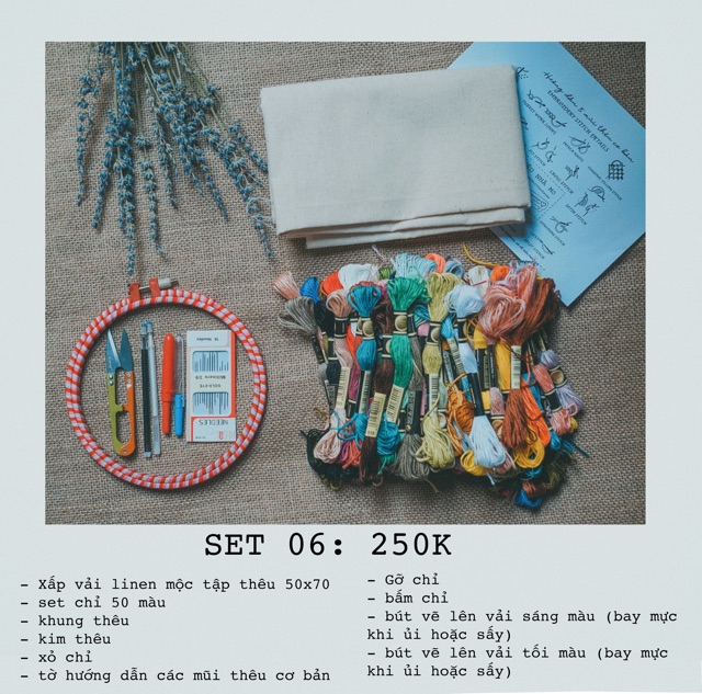 Set dụng cụ thêu cơ bản cho người mới bắt đầu
