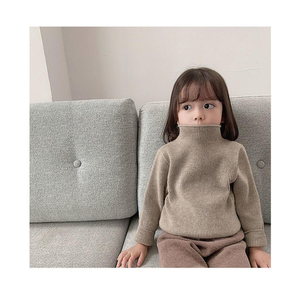 Áo sweater phối nhung thời trang mùa đông 2023 cho bé gái