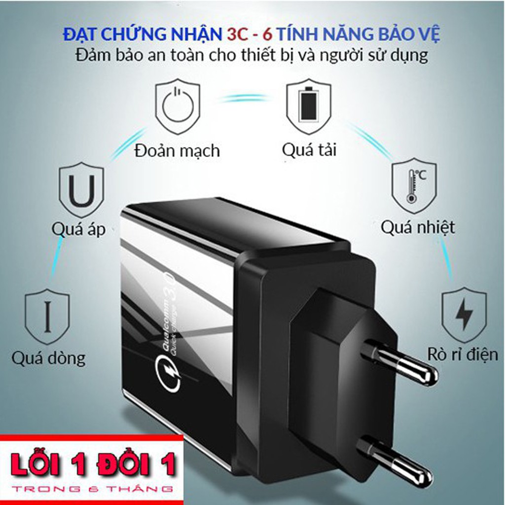 Củ sạc nhanh điện thoại di động QC3.0 4USB - Sạc Điện Thoại 4 Đầu Cắm Chống Cháy Thông Minh Tương thích Nhiều Thiết Bị