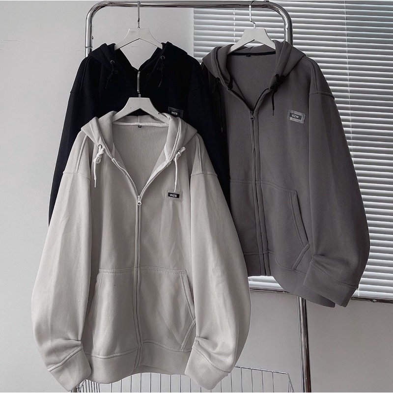 Áo nỉ zip WZS 3 màu:đen,xám trắng,xám chuột