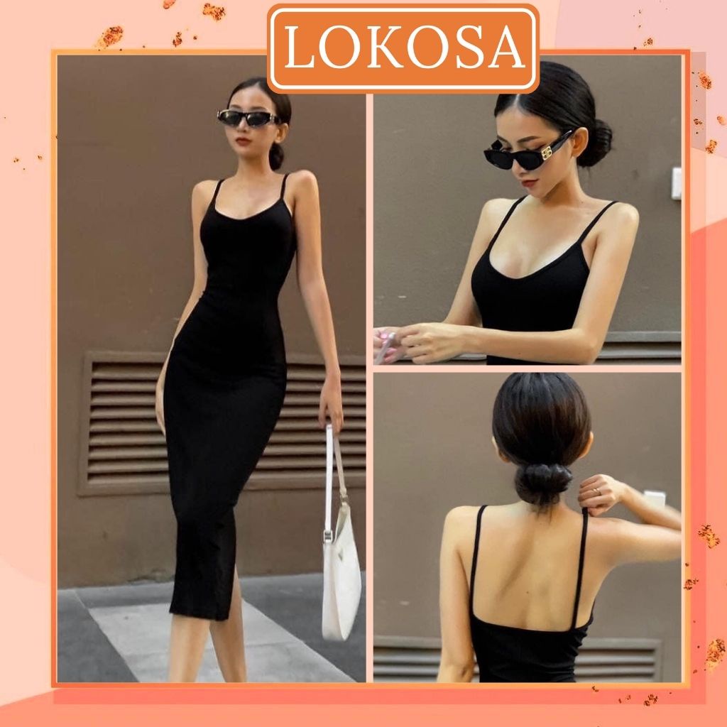 Đầm Body Đen Chất Len Dày Dặn Cổ Cao LOKOSA Đầm Dáng Dài Ôm Body Tôn Dáng Màu Đen VD001