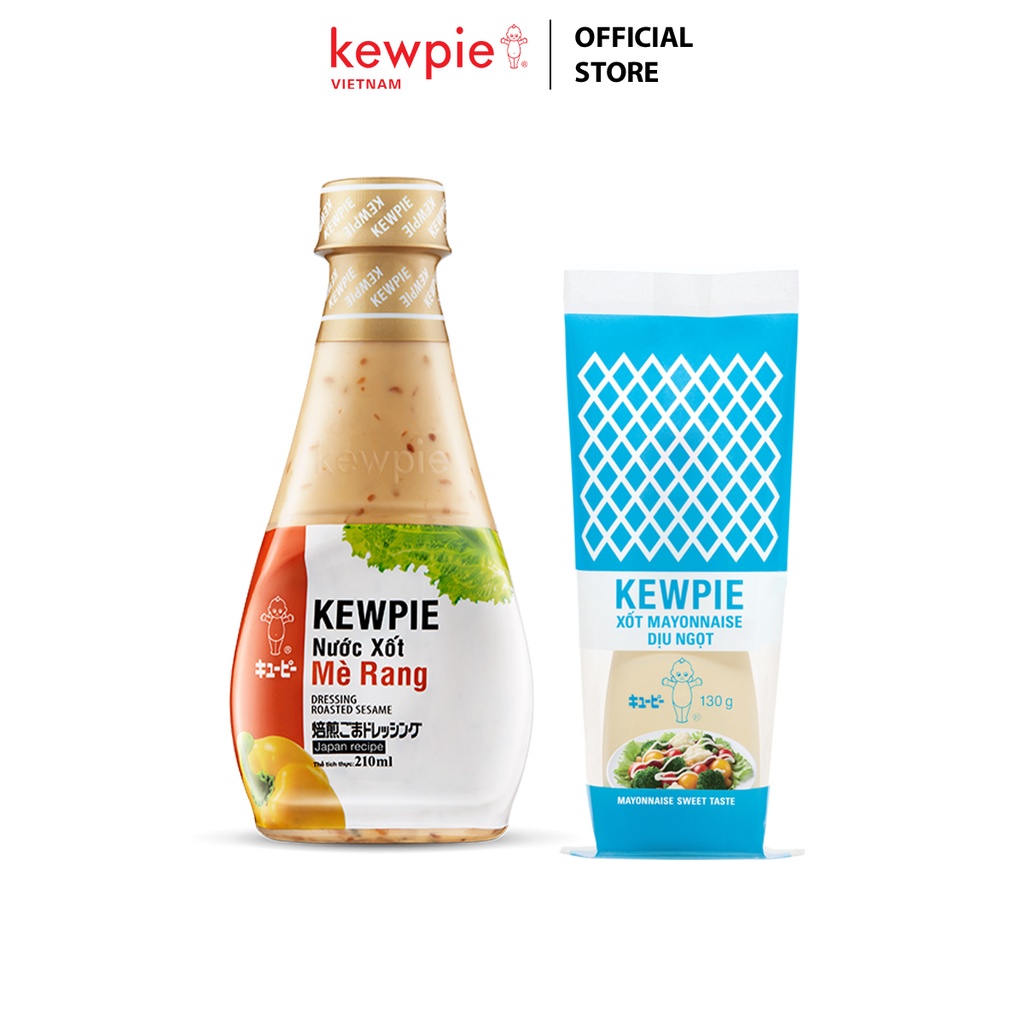 Nước Xốt Mè Rang Kewpie 210ml x Xốt Mayonnaise Kewpie Dịu Ngọt 130g (Combo 2 chai)