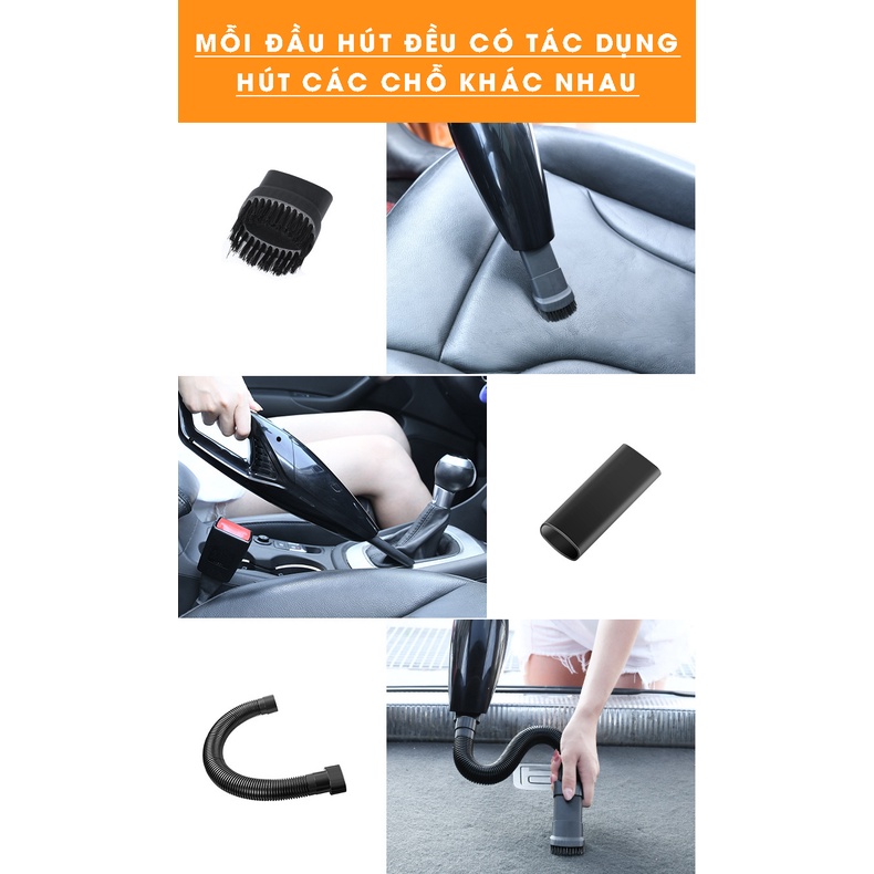 Máy Hút Bụi Cầm Tay Gia Đình Thông Minh 2 In 1 Có Dây, Lực Hút Siêu Mạnh 12000PA 600W Đa Năng Tiện Dụng - Tặng 9 Đầu Hút