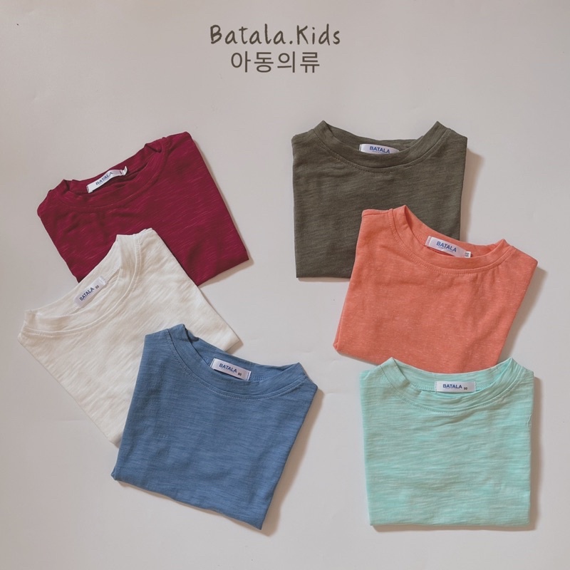 Áo thun bé trai bé gái Batala Kids, Áo phông trẻ em Trơn cotton xược hai chiều thoáng mát mùa hè cho bé từ 10-25kg ANM68