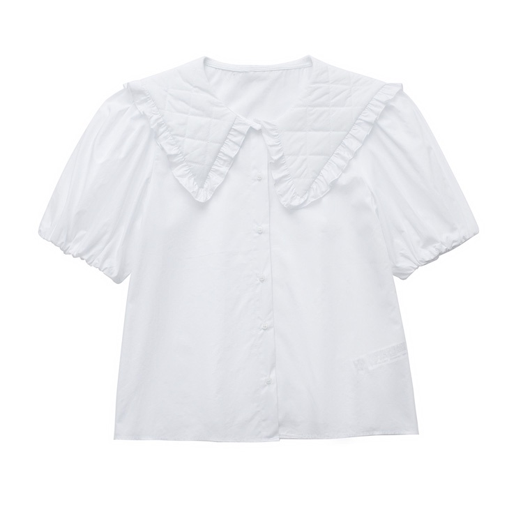 Áo Sơ Mi Cổ Búp Bê Tay Ngắn Phồng Họa Tiết Kẻ Sọc Nhiều Lớp Thời Trang Mùa Hè Zara223537030