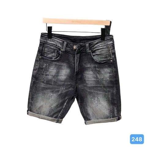 Quần short bò nam màu đen xám trơn co giãn dễ phối đồ cao cấp phong cách hàn quốc MT&FASHION SN248