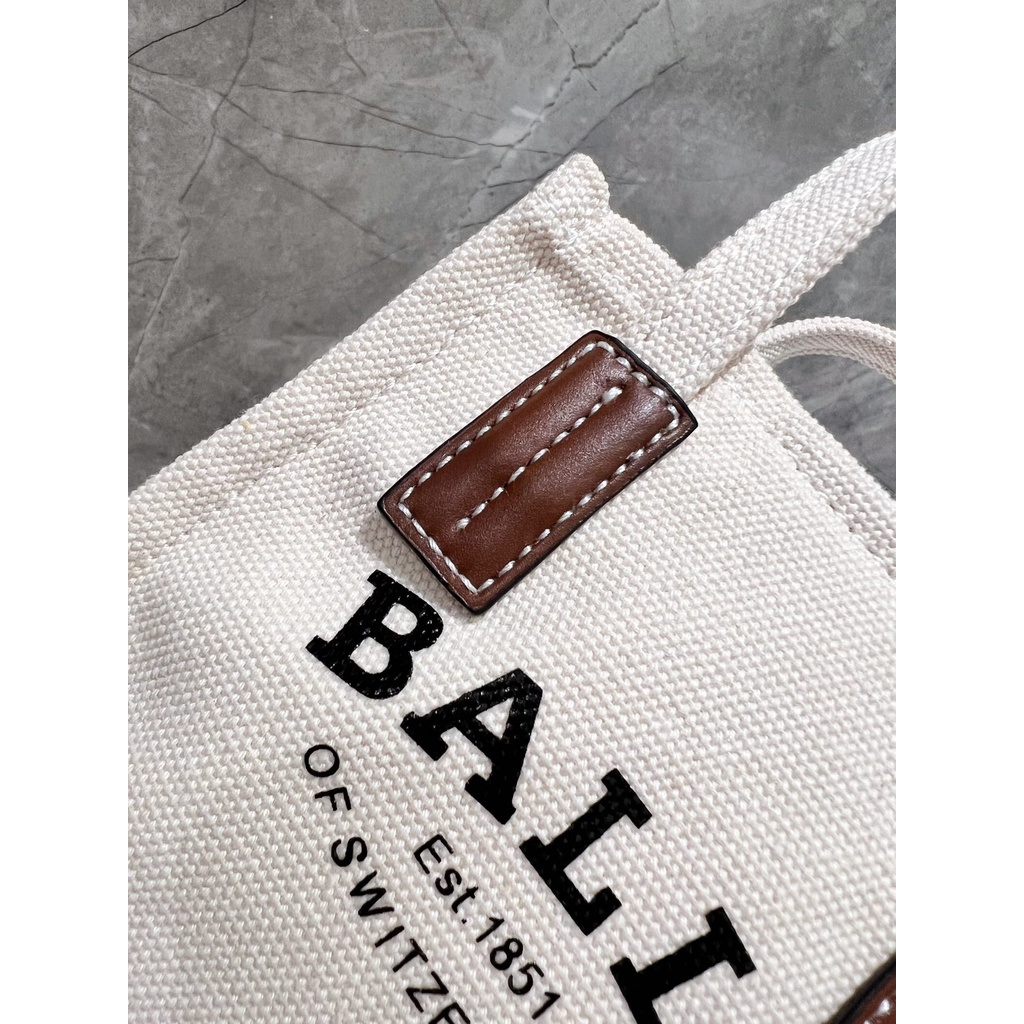 Túi Tote Mini Bằng Vải Pha Lê Tự Nhiên BALLY XS