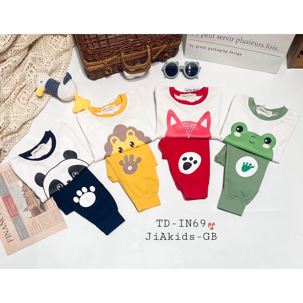 [Bé 8-27kg] Bộ Dài Tay Minky Mom Vải Cotton Thiết Kế Phối Màu Phù Hợp Cho Cả Bé Trai, Bé Gái Từ 0-5 Tuổi - Mã: TD-IN69