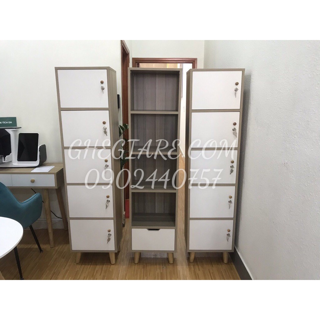 TỦ LOCKER VĂN PHÒNG 5 CÁNH CAO 160CM , CHÂN GỖ