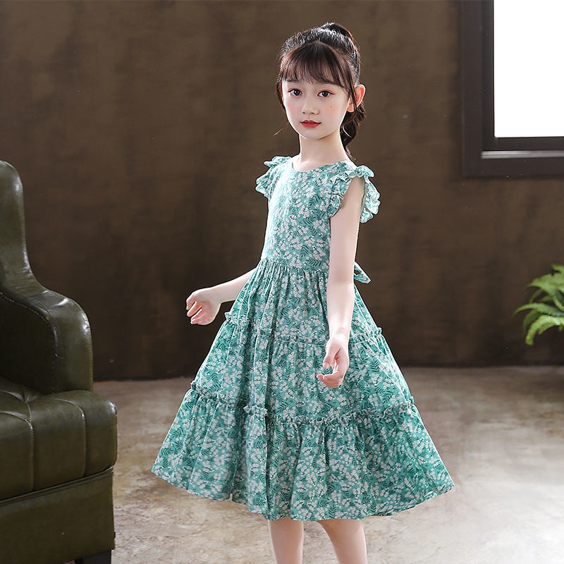 Đầm Công Chúa In Họa Tiết Hoa Phong Cách Châu Âu Thời Trang Mùa Hè Hàng Mới Dành Cho Bé Gái 2022