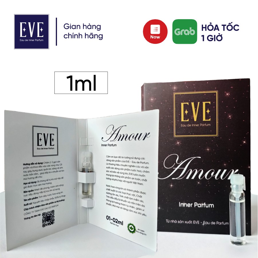 Nước Hoa Cô Bé AMOUR 1ml - Nước Hoa Vùng Kín Nữ Chính Hãng Lưu Hương Thơm Lâu - EVE - Eau de Parfum