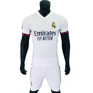 ⚡Quần Áo Đá Bóng CLB Real Madrid⚡ Màu Trắng Sân Nhà Mùa Giải 2021 Form thon, Thấm Hút Mồ Hôi Tốt - Hapisport