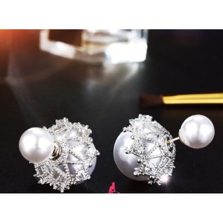 Khuyên tai dior pha lê chốt bạc