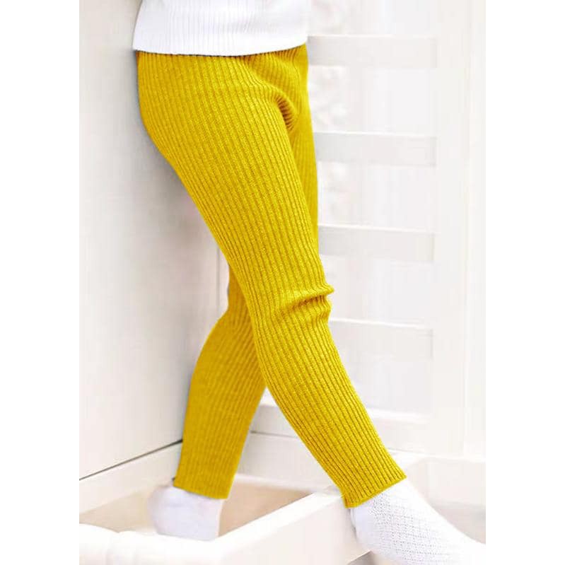 Quần legging trơn thun gân co giãn mạnh màu vàng/xanh/xám/hồng/tím