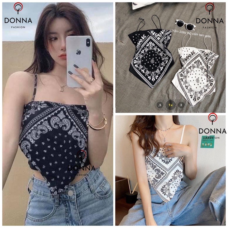 [ Rẻ nhất shopee]Áo 2 Dây Nữ Thổ Cẩm Họa Tiết .Áo Yếm Nữ 2 Dây Tam Giác Họa Tiết Thổ Cẩm In .Chất Borip