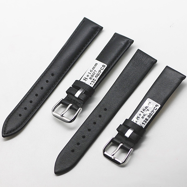 [CHUẨN LOẠI 1] Dây da đồng hồ da đeo tay, dây da đồng hồ chính hãng hiệu AONO 8807-01 TRƠN (TẶNG KÈM CHỐT)