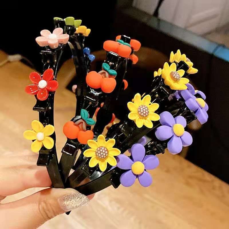Băng Đô Cài Tóc Chống Trượt Hai Lớp Đính Hoa Và Động Vật Hoạt Hình Dễ Thương Cho Bé Gái
