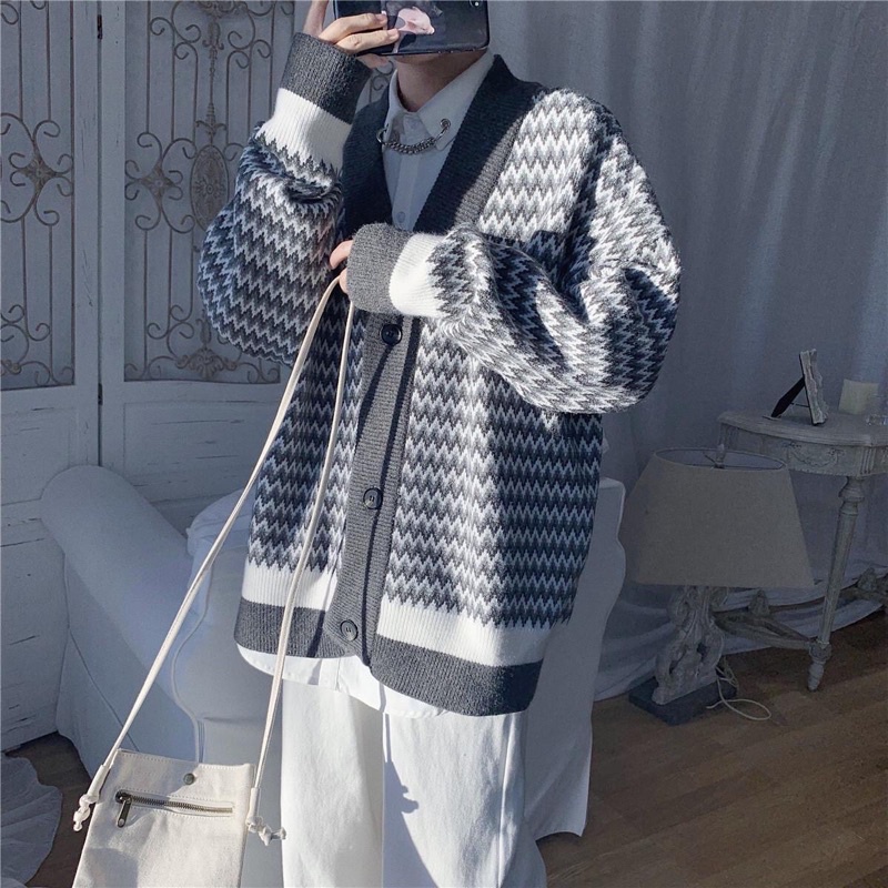 Áo Cardigan Len Ziczac Unisex