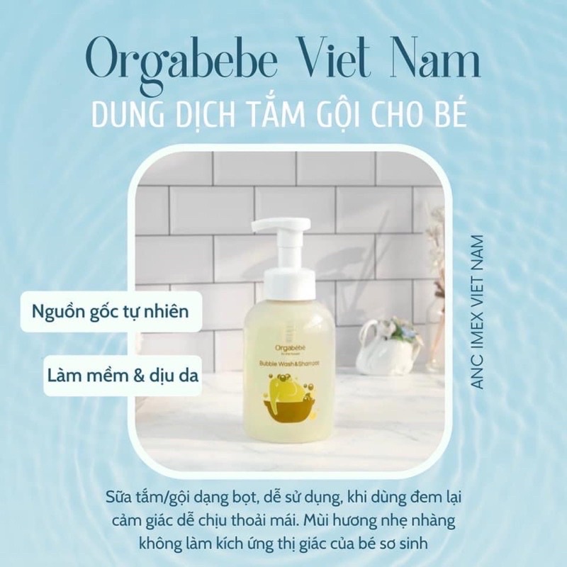 Sữa tắm gội tạo bọt organic cho bé ORGABÉBÉ nội địa Hàn Quốc 500ml