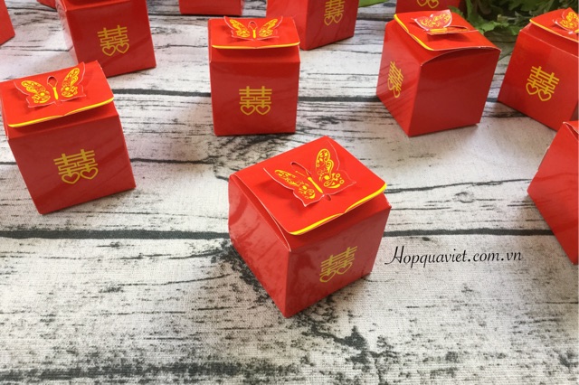 Set 100 hộp quà cưới chữ hỉ