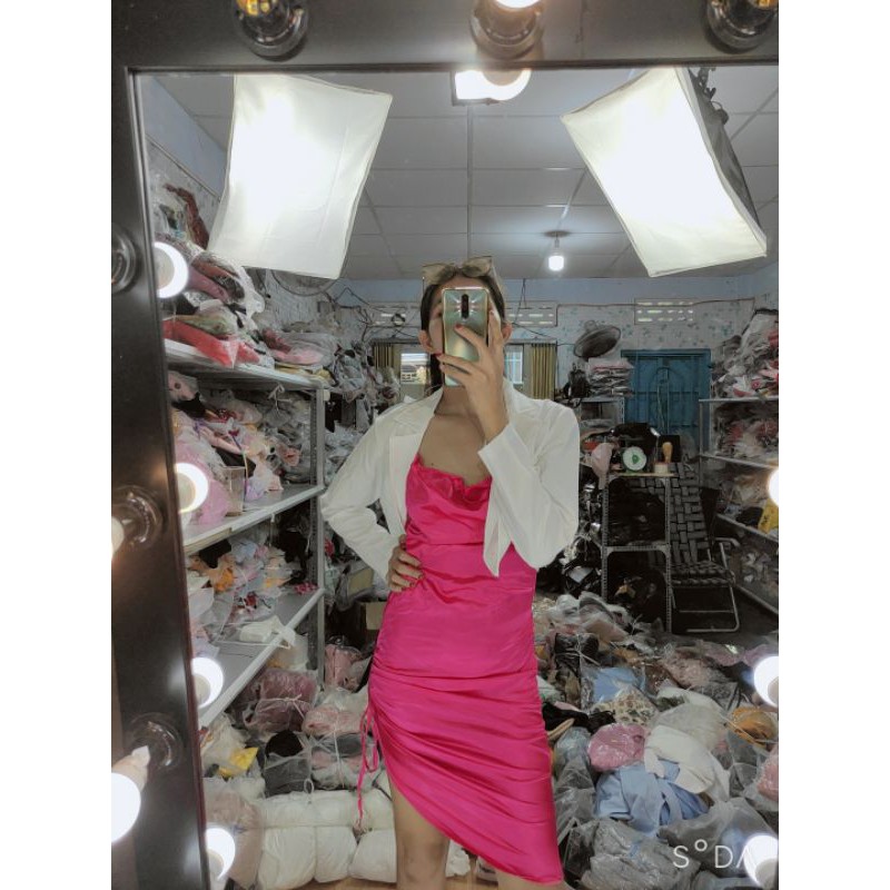 set đầm dây body nhúng kèm khoác vest( ảnh thật)