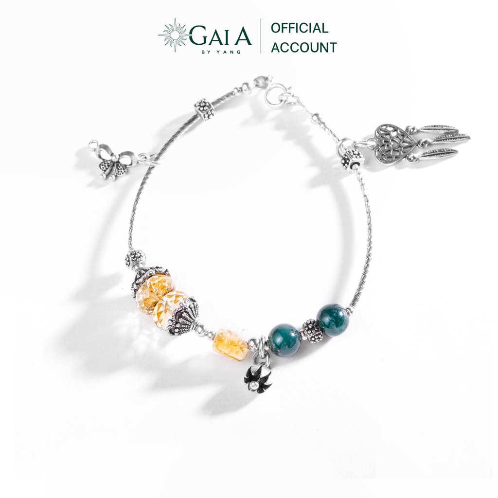 Vòng tay Ngọc lam thủy phối đá Thạch anh vàng - GaiA by Yang
