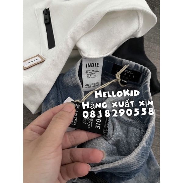 B377 - Bộ nỉ hoodie phối màu kèm jogger giả jean bé trai