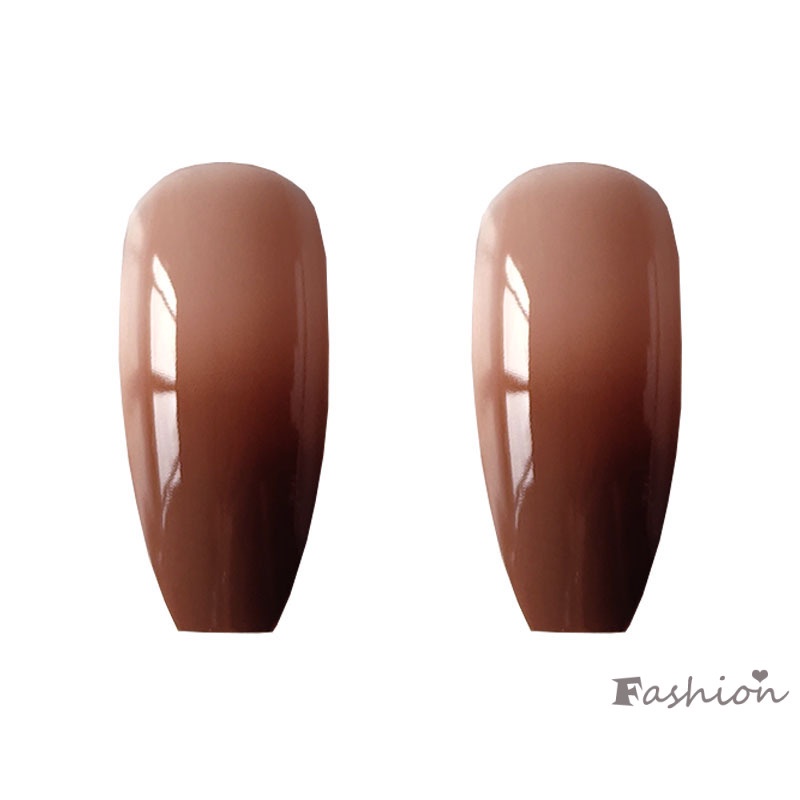 Bộ 24 Móng Tay Giả Đầu Nhọn Dài Màu Nâu Gradient