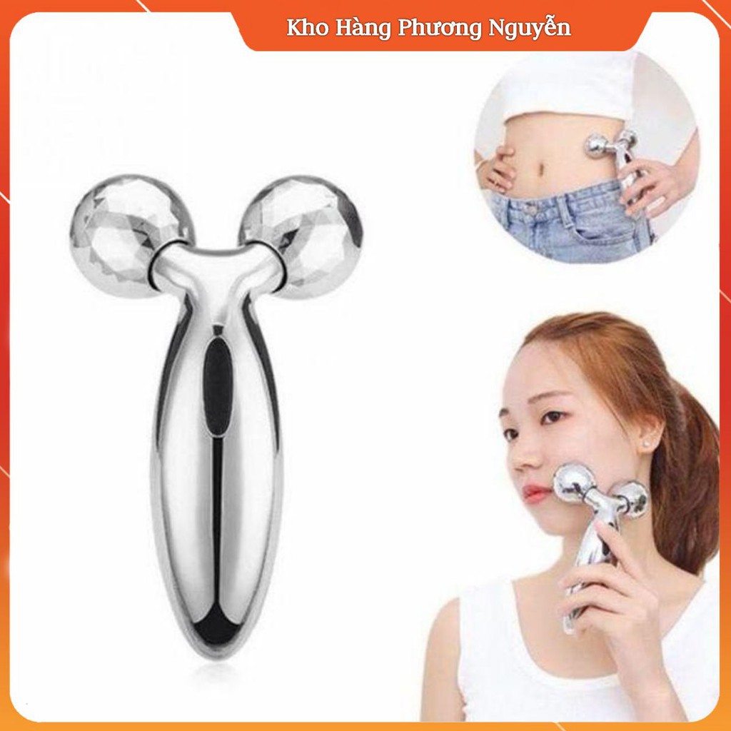 Cây Lăn Massage Mặt 3D Hàn Quốc, nâng cơ mặt v-line cầm đầm tay kích thích cơ mặt đàn hồi [ Thon Gọn + Mịn Màng ]