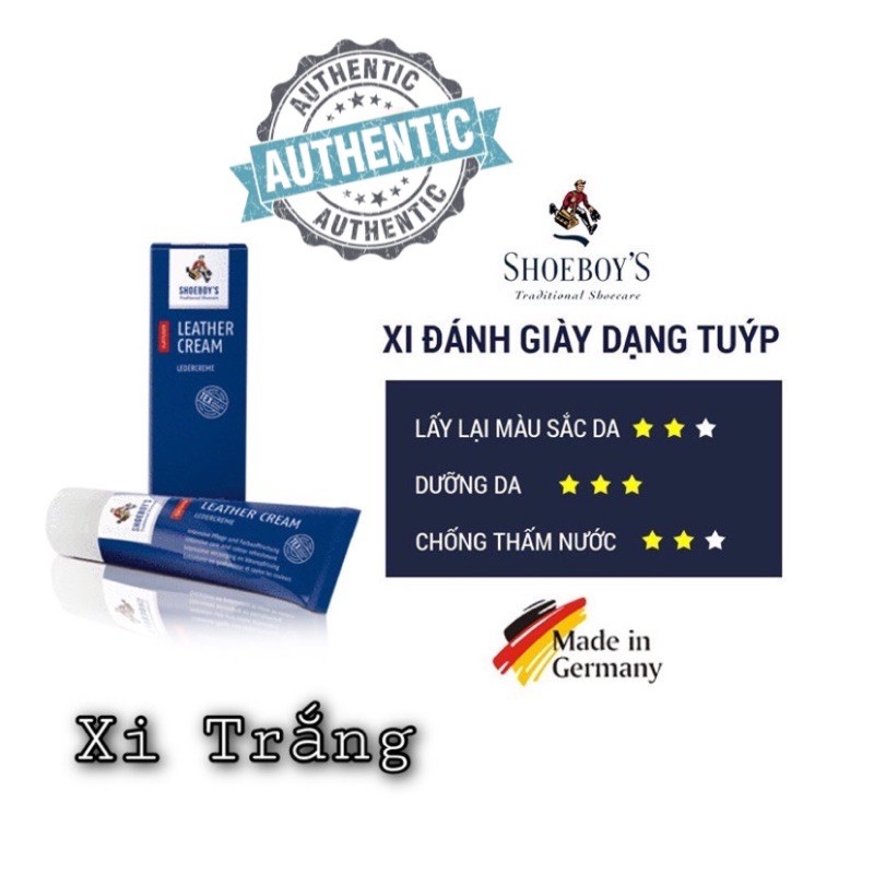 Tuýp Xi Đánh Giày Dạng Kem Màu Trắng SHOEBOY'S - Leather Cream