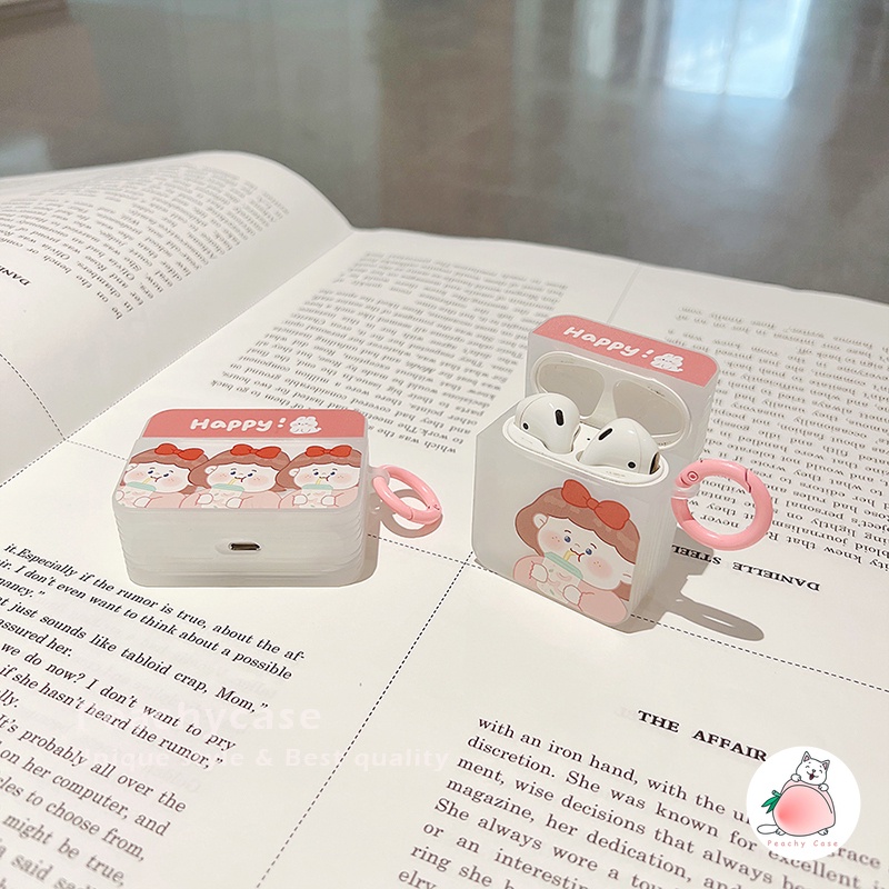 Vỏ Bảo Vệ Hộp Sạc Tai Nghe Airpods 1 2 Pro Air Pod 3 Không Dây Chống Thất Lạc Màu Hồng Họa Tiết Bé Gái / Thỏ Dễ Thương