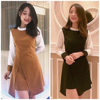 Đầm thun phối voan công sở thanh lịch