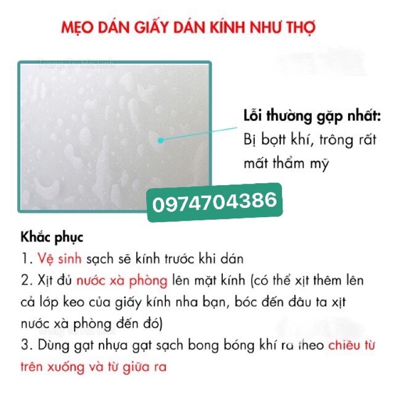 Giấy dán kính mờ khổ 120cmx50cm- Decal kính mờ rẻ đẹp (đặt vận chuyển hoả tốc ib cho shop)