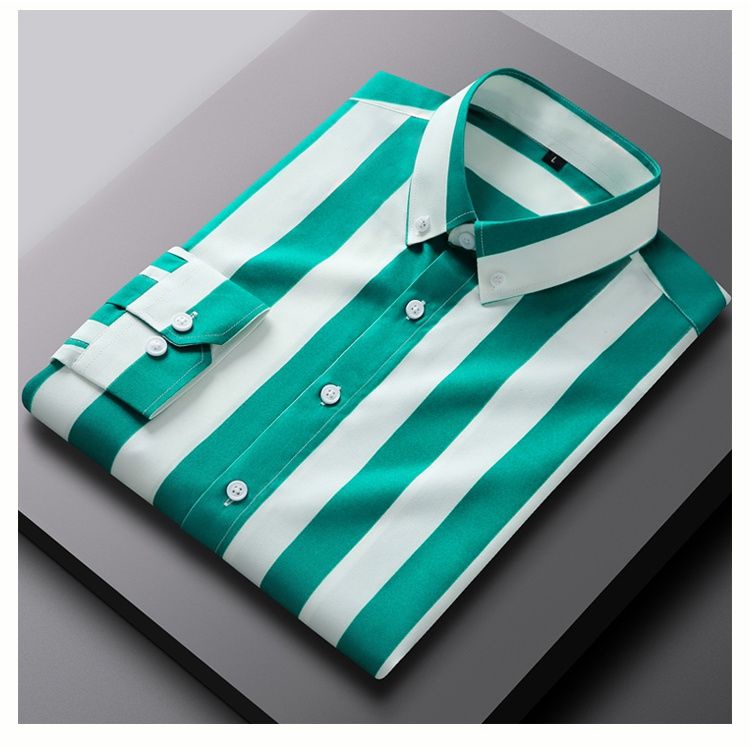 Áo Sơ Mi Dài Tay Họa Tiết Kẻ Sọc Phong Cách Hàn Quốc Dành Cho Nam Trung Niên 2022